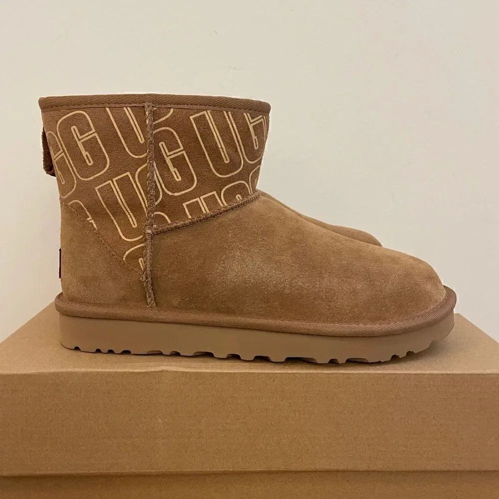 UGG Classic Mini II UGG Graphic Boots Chestnut USA Women Size 6/UK 4/EU 37